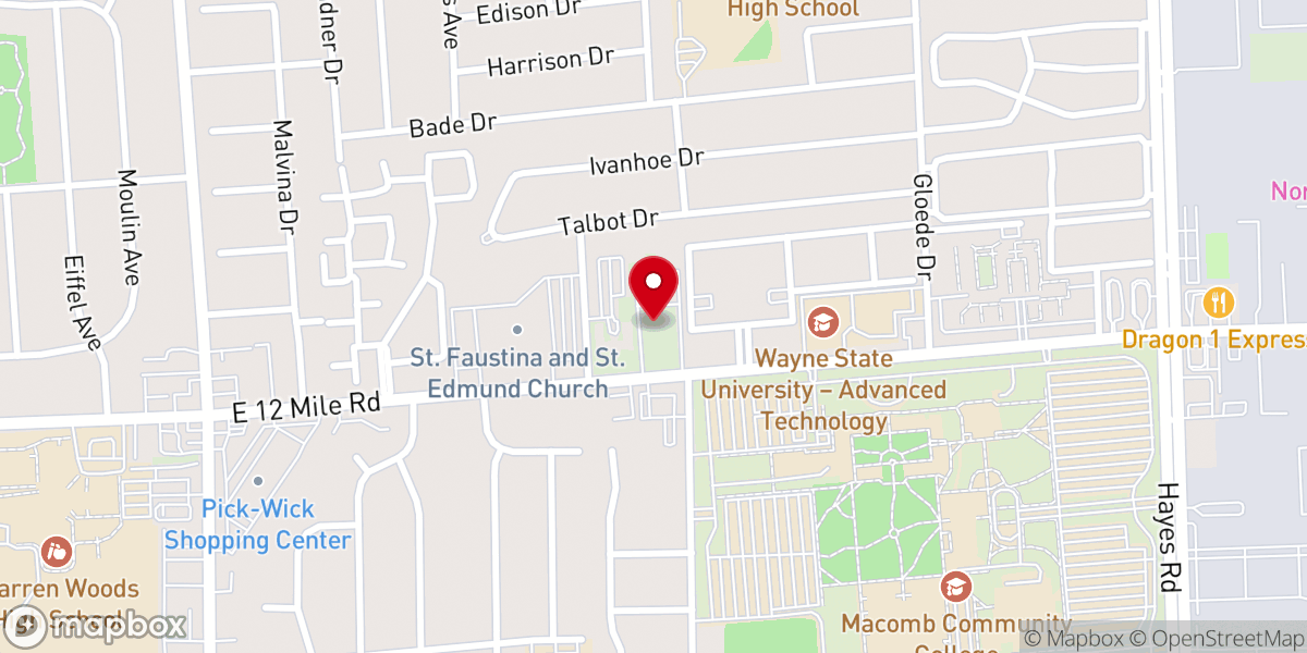 Map showing location of Warren Woods Baptist Church