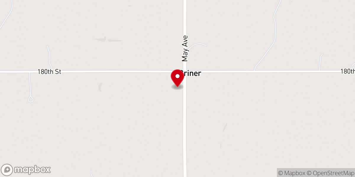 Map showing location of Criner Baptist Church