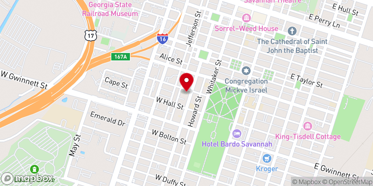 Map showing location of First New Light Baptist Church