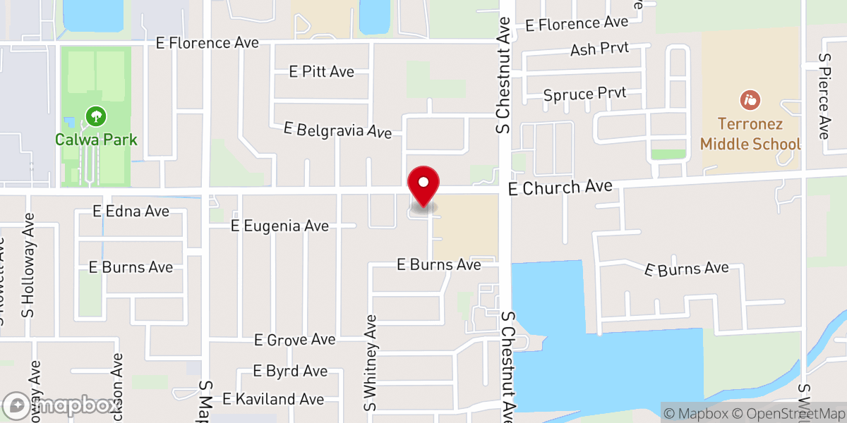 Map showing location of Refinery Church East Campus