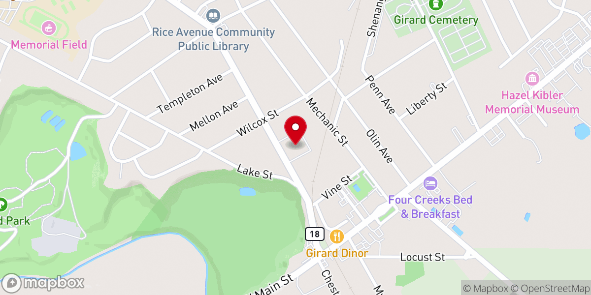 Map showing location of Girard Alliance Church
