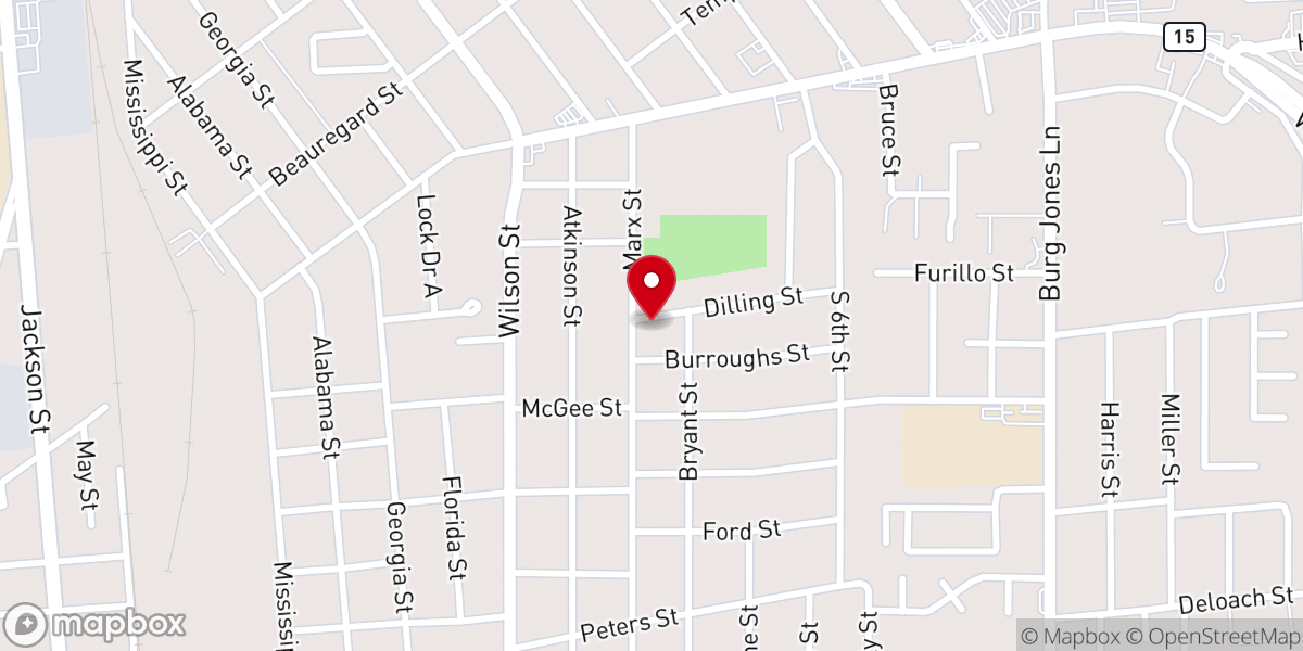 Map showing location of True Vine Baptist Church