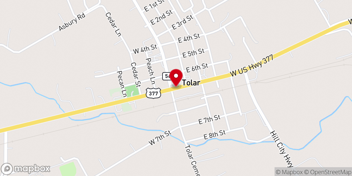 Map showing location of Tolar