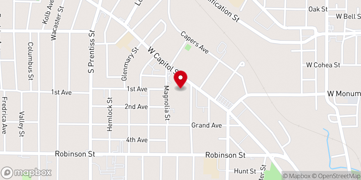 Map showing location of Word of Life Church Poindexter Campus
