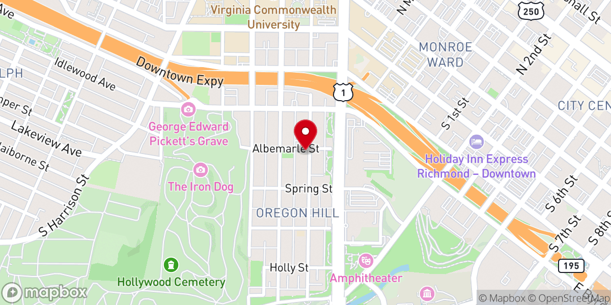 Map showing location of Pine Street Baptist Church
