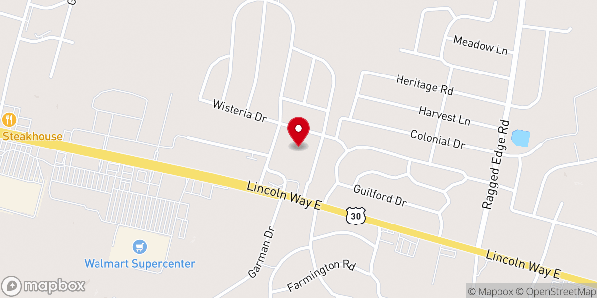 Map showing location of St. John's United Church of Christ