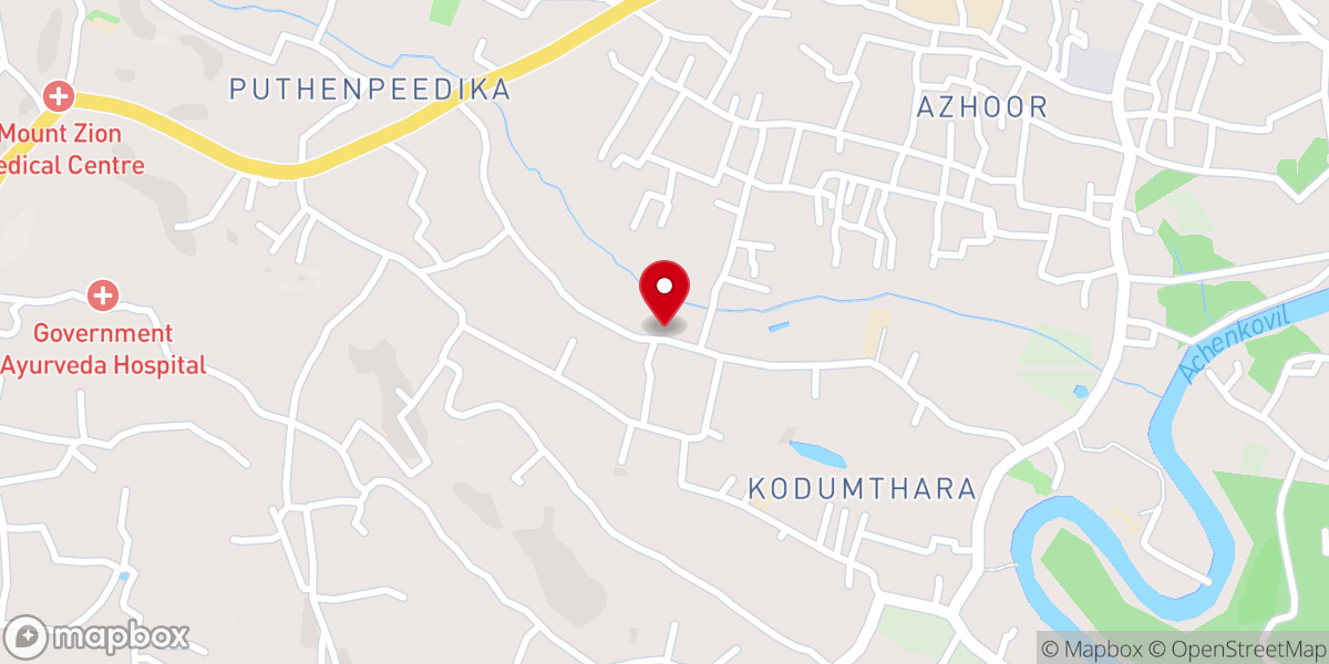 Map showing location of The Pentecostal mission (TPM), Pathanamthitta centre