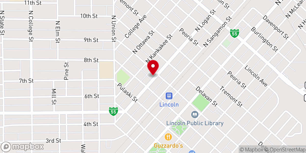 Map showing location of Lincoln Logan Food Pantry