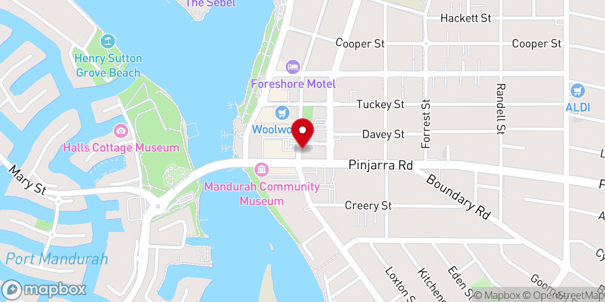 Map showing location of Christ's Church Anglican Parish of Mandurah