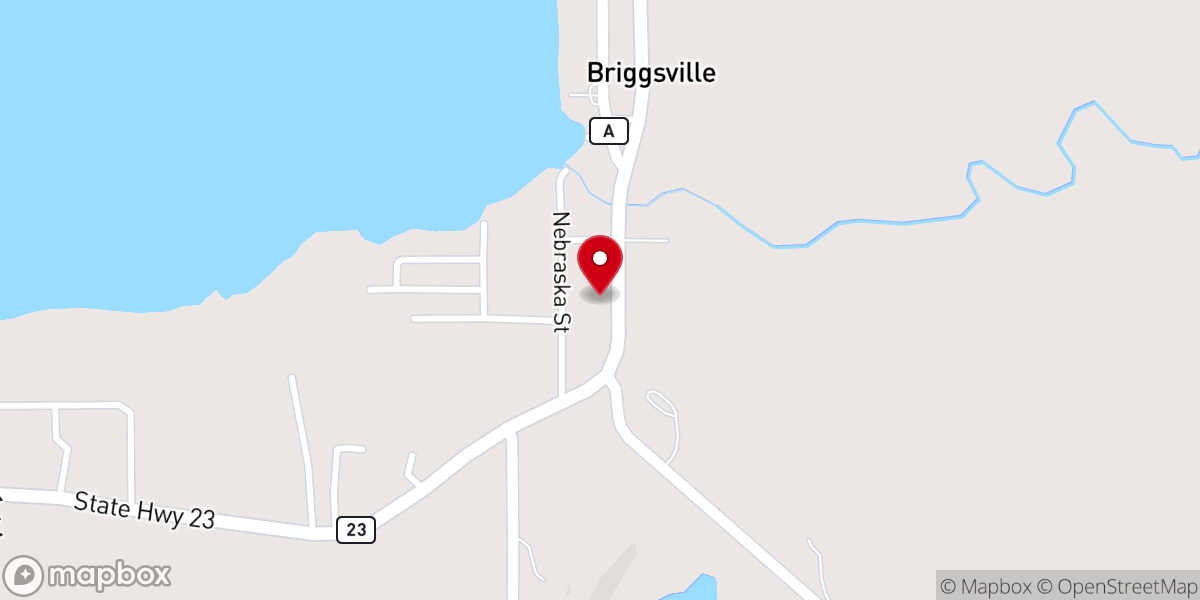 Map showing location of Briggsville United Methodist Church