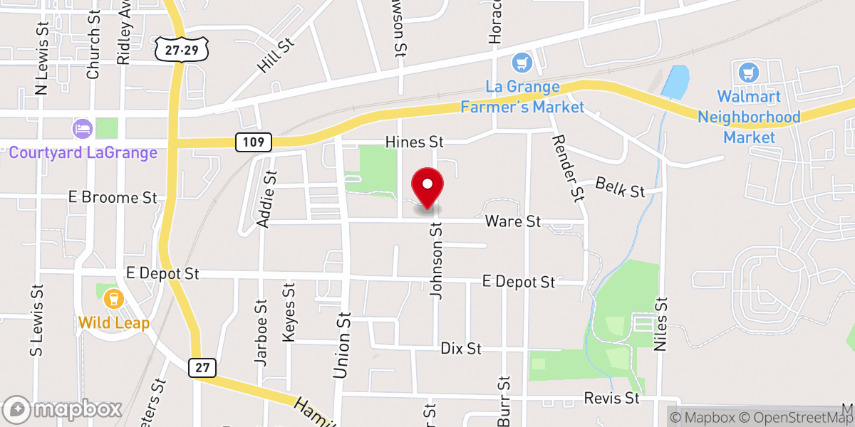 Map showing location of East La Grange Christian Church