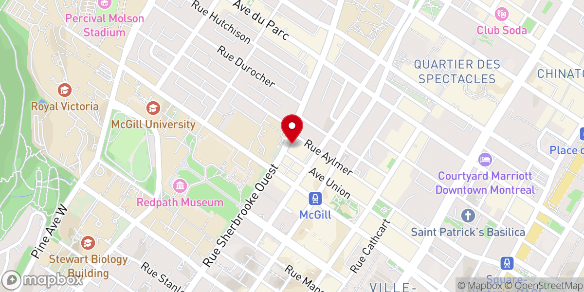 Map showing location of Peoples Church of Montreal