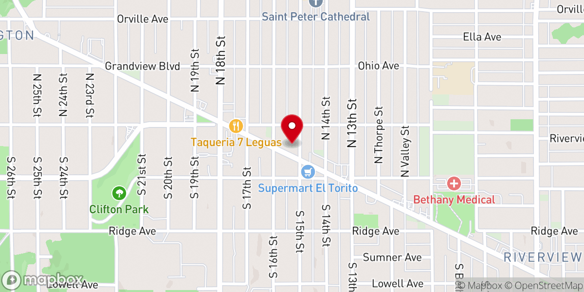 Map showing location of Iglesia La Fe/ Faith Church