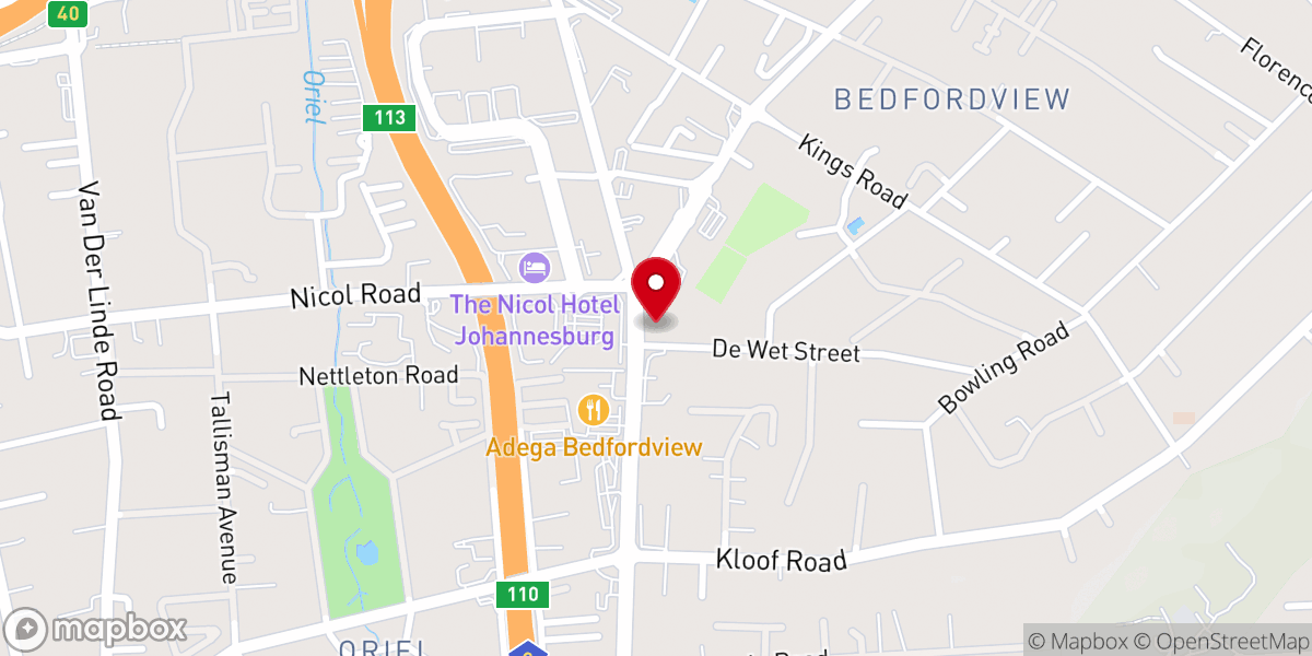 Map showing location of Bedfordview Methodist Church