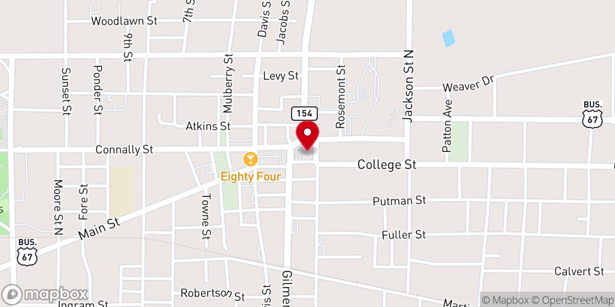 Map showing location of Hopkins County Veteran’s Memorial