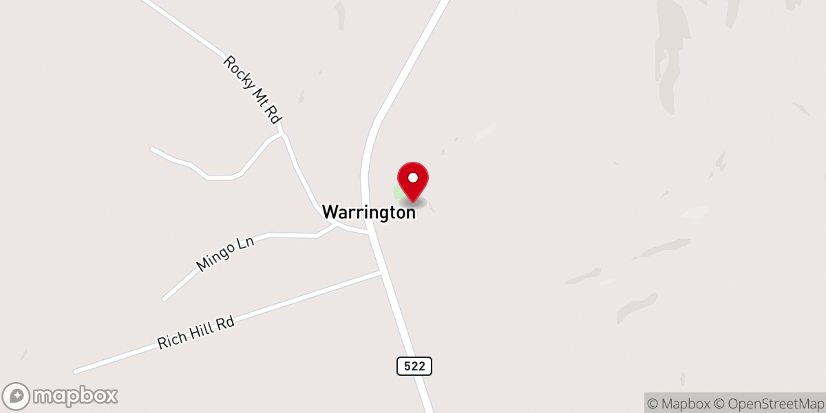 Map showing location of Rock Hill Baptist Church