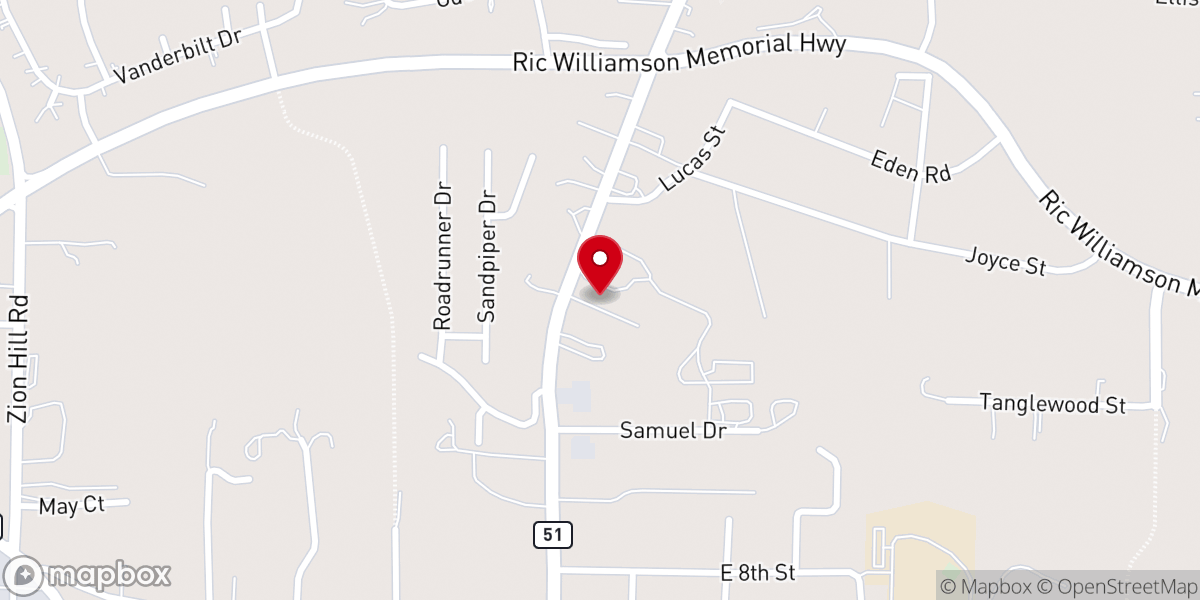 Map showing location of Calvary Chapel Weatherford