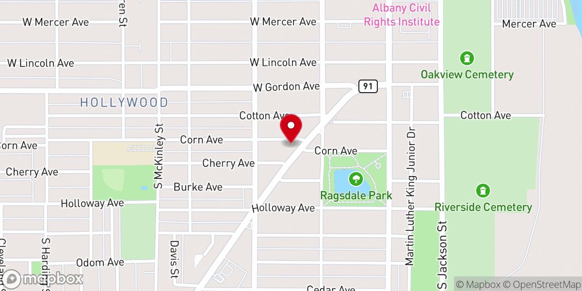 Map showing location of First Mt. Olive Baptist Church