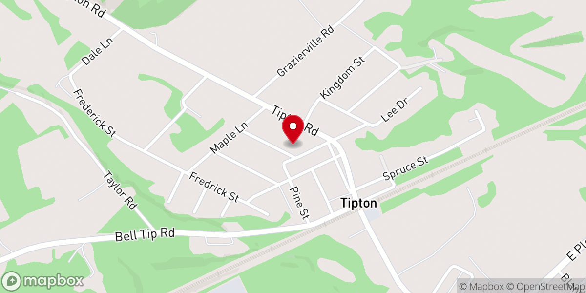 Map showing location of Tipton Baptist Church