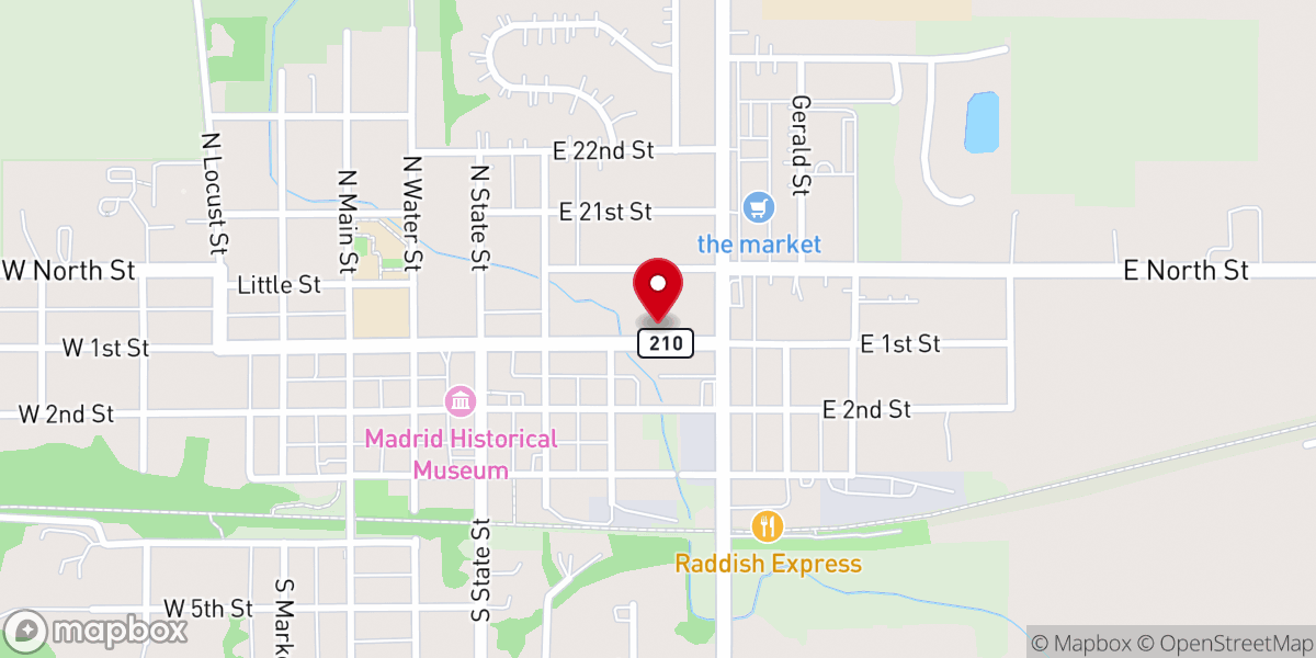 Map showing location of Madrid Church of Christ
