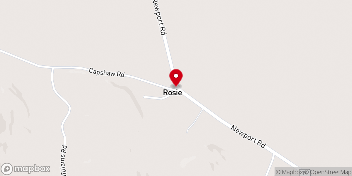 Map showing location of Rosie