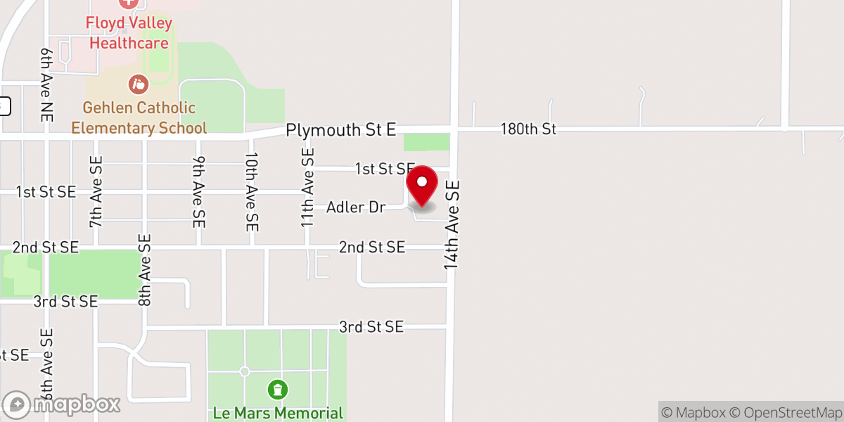 Map showing location of Le Mars Church of Christ