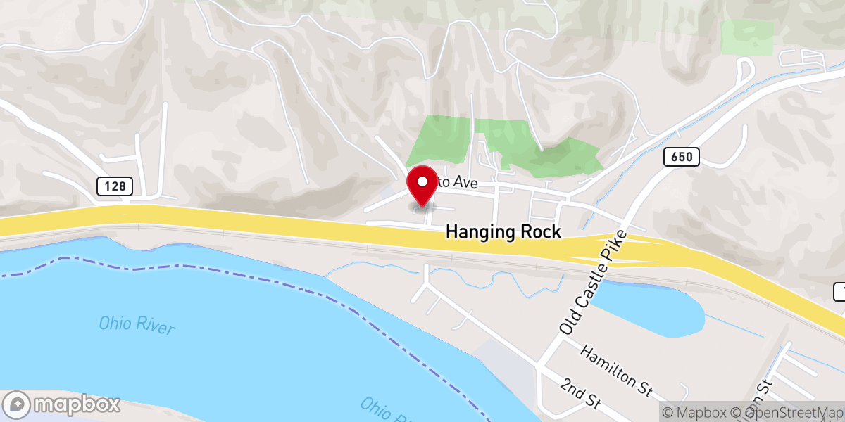 Map showing location of Hanging Rock Community Church
