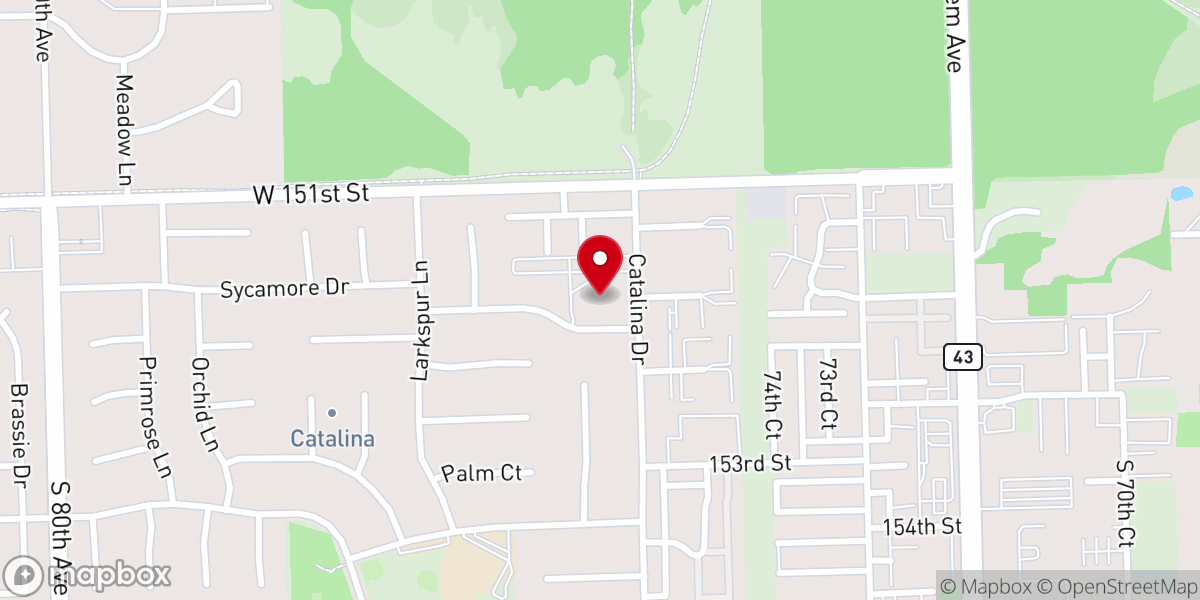 Map showing location of Orland Park Christian Reformed Church