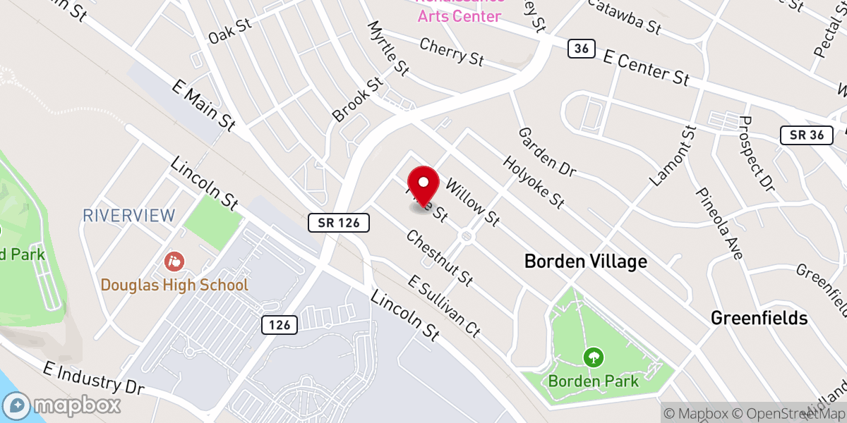 Map showing location of Calvary Baptist Church Youth Activity Center