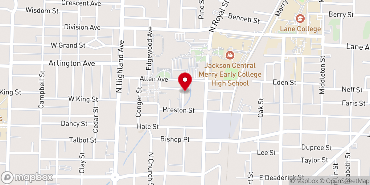 Map showing location of Salem Baptist Church