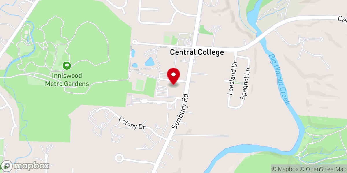 Map showing location of Central College Presbyterian Church