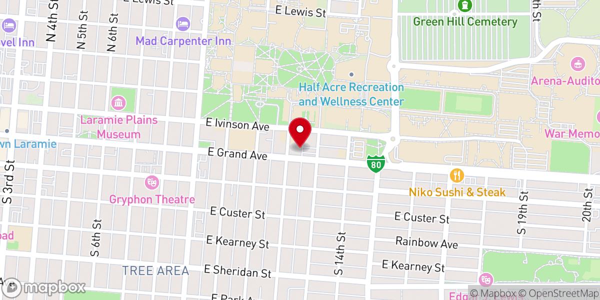 Map showing location of Laramie WY LDS Institute