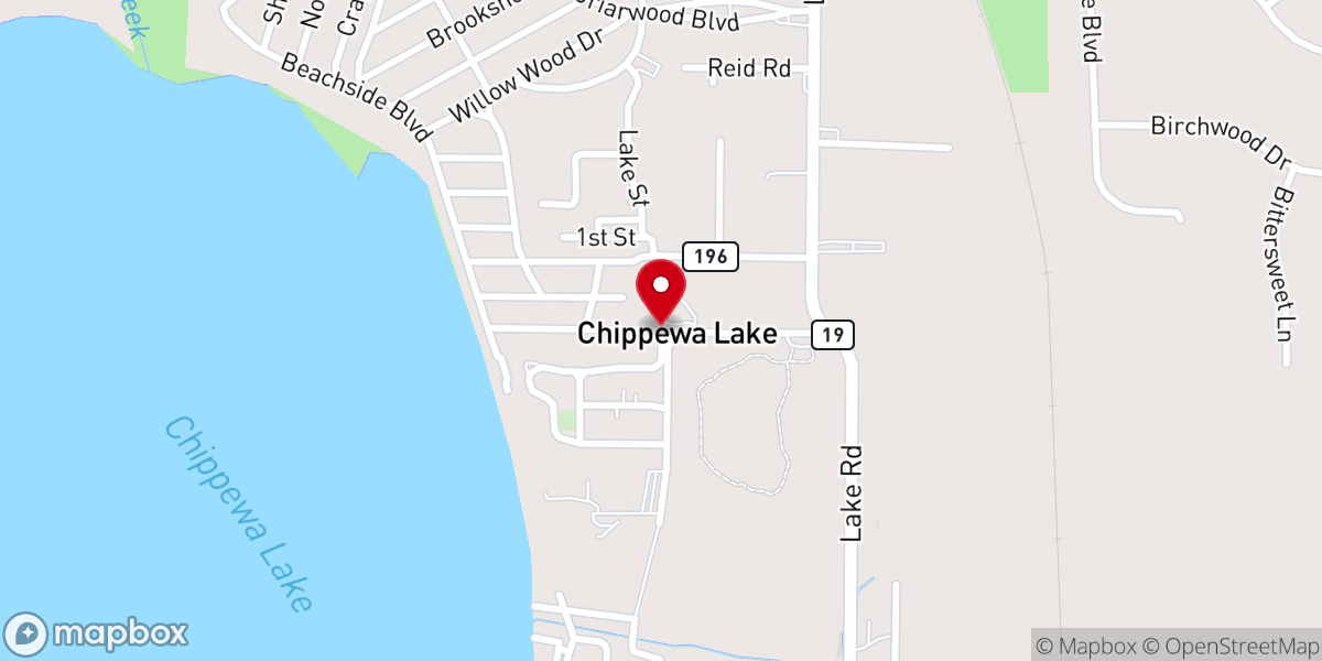 Map showing location of Chippewa Lake Park