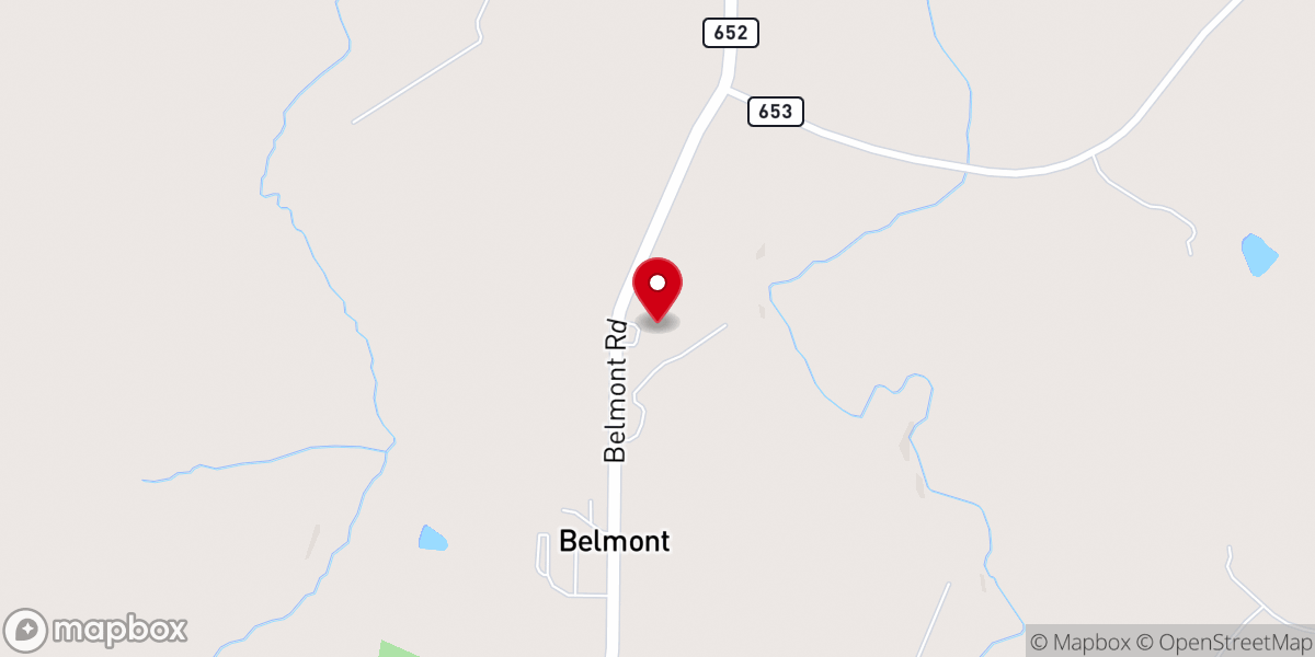 Map showing location of Belmont Baptist Church