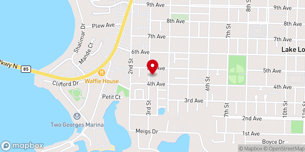 Map showing location of Shalimar Baptist Church