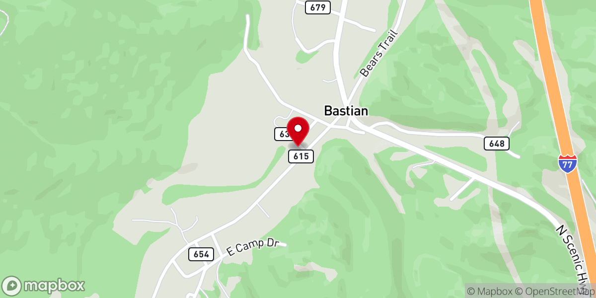 Map showing location of Bastian Church of God