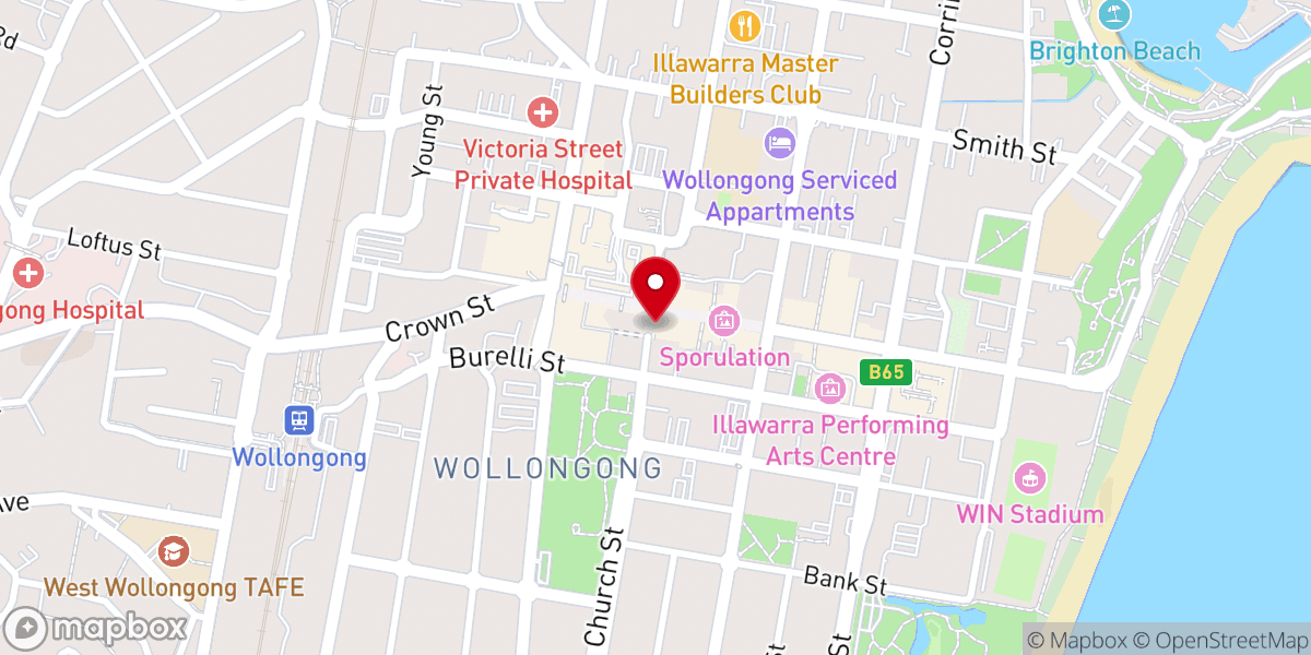 Map showing location of Thrift Avenue wollongong