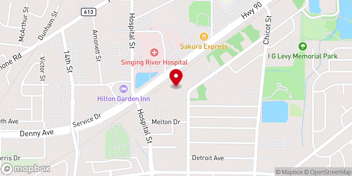 Map showing location of Pascagoula Bilingual Seventh-Day Adventist Church