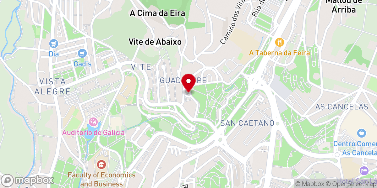 Map showing location of Capilla de Guadalupe (Santiago de Compostela)
