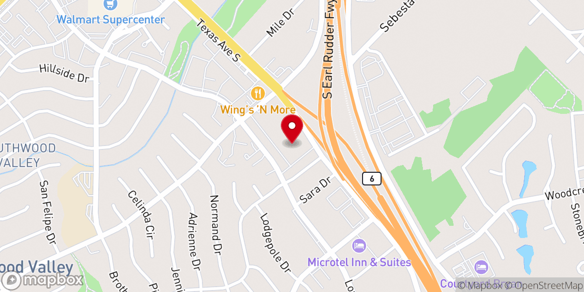 Map showing location of Texas Avenue Baptist Church