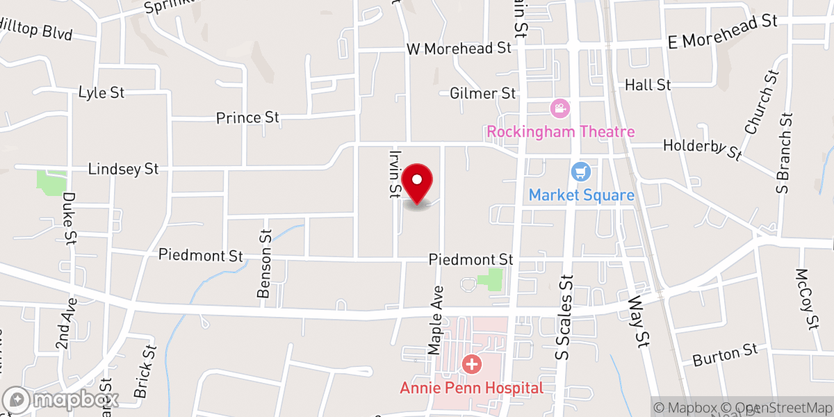 Map showing location of The Penn House in Reidsville