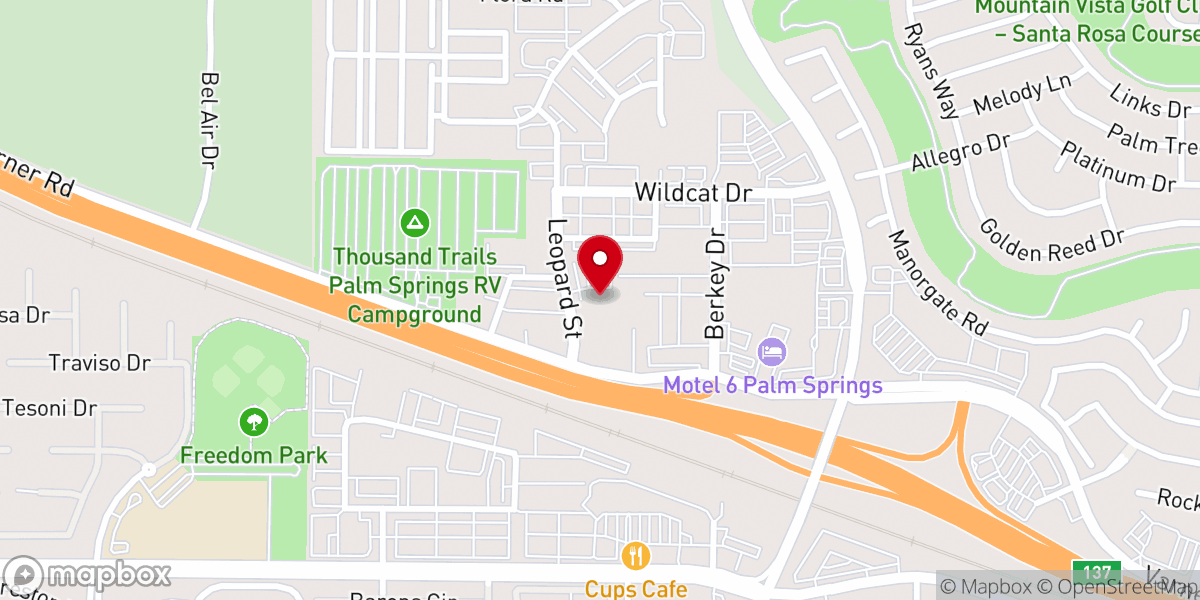 Map showing location of Cornerstone Bible Church of the Valley