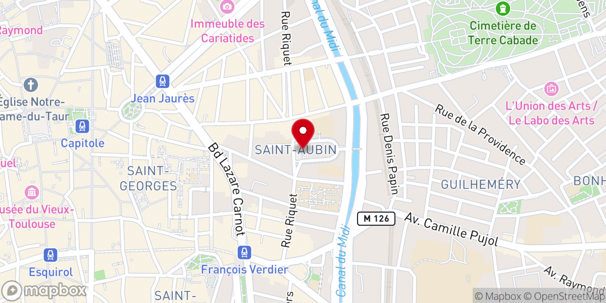 Map showing location of Église Saint-Aubin de Toulouse