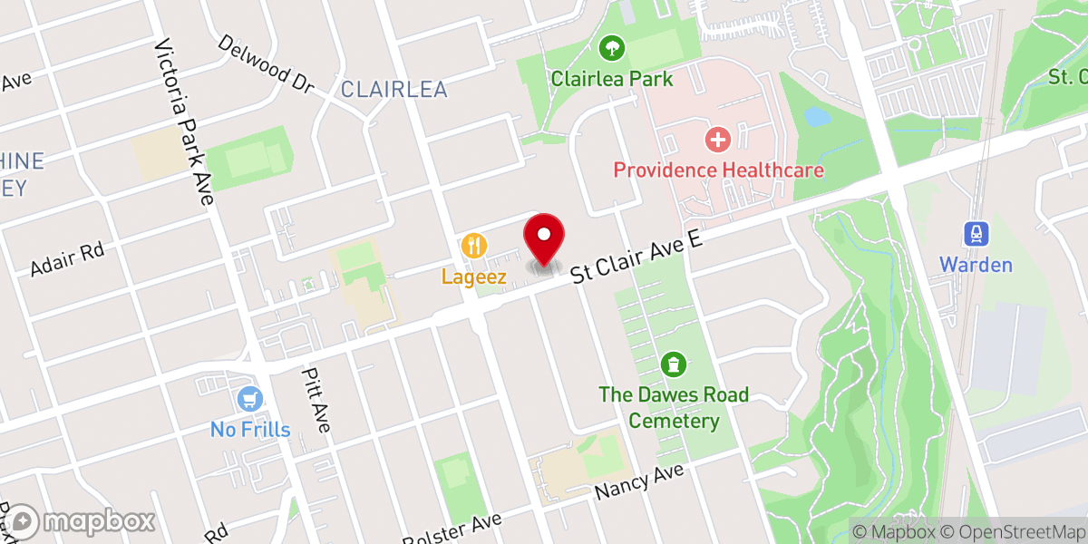 Map showing location of Clairlea Park Presbyterian Church