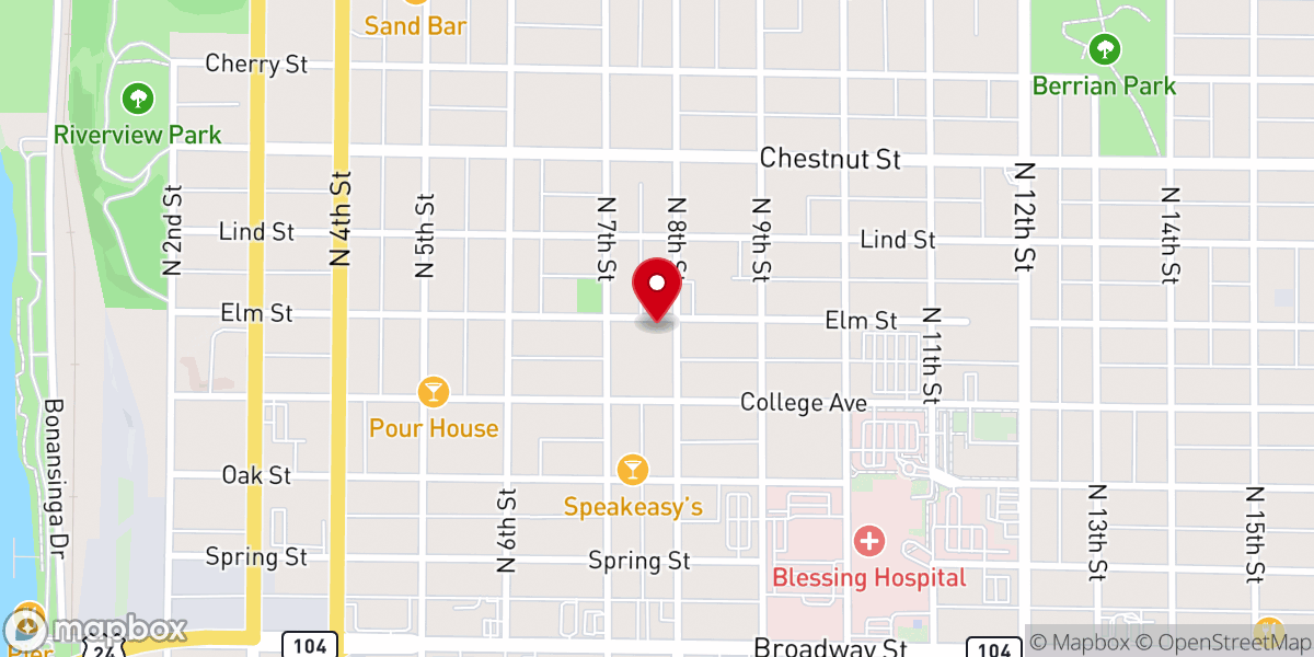 Map showing location of First Baptist Church