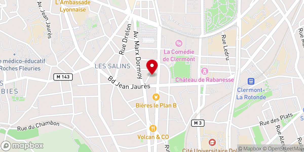 Map showing location of Temple protestant de Clermont Ferrand