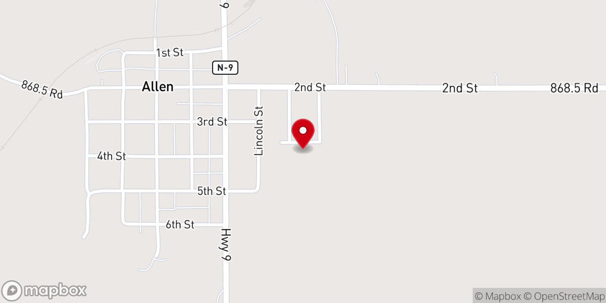 Map showing location of Allen United Methodist Church