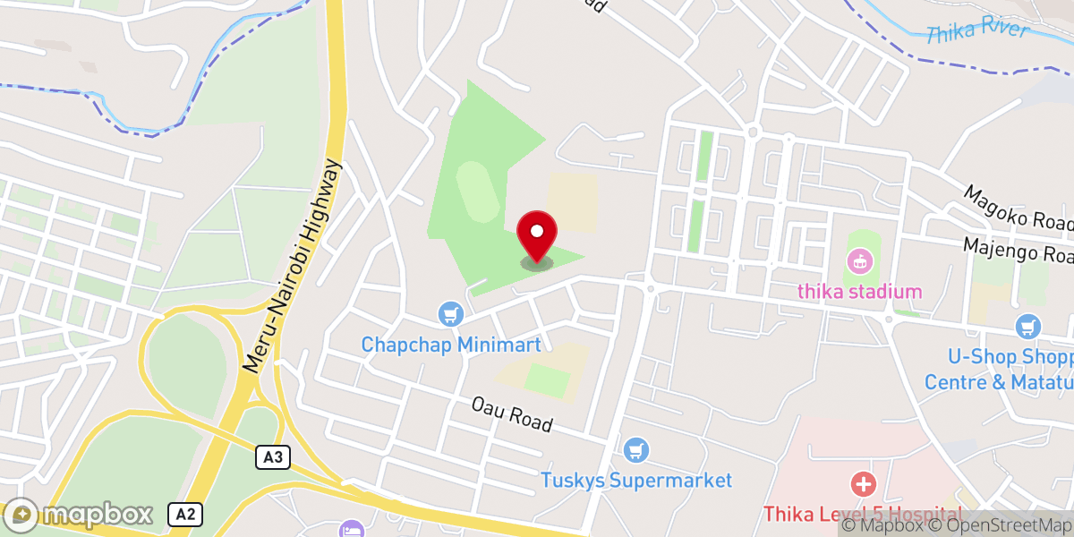 Map showing location of Calvary Chapel Thika Church