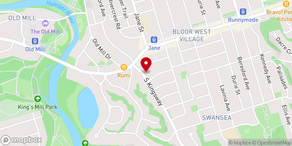Map showing location of Bloor West Village Baptist Church