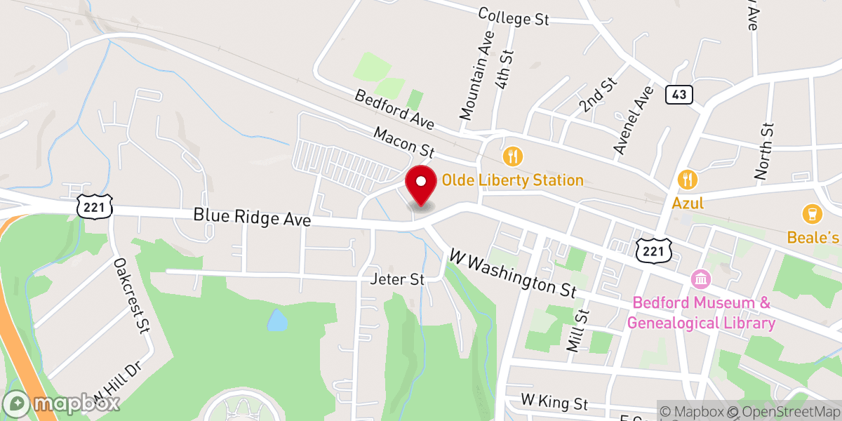 Map showing location of Bedford Community Christmas Station